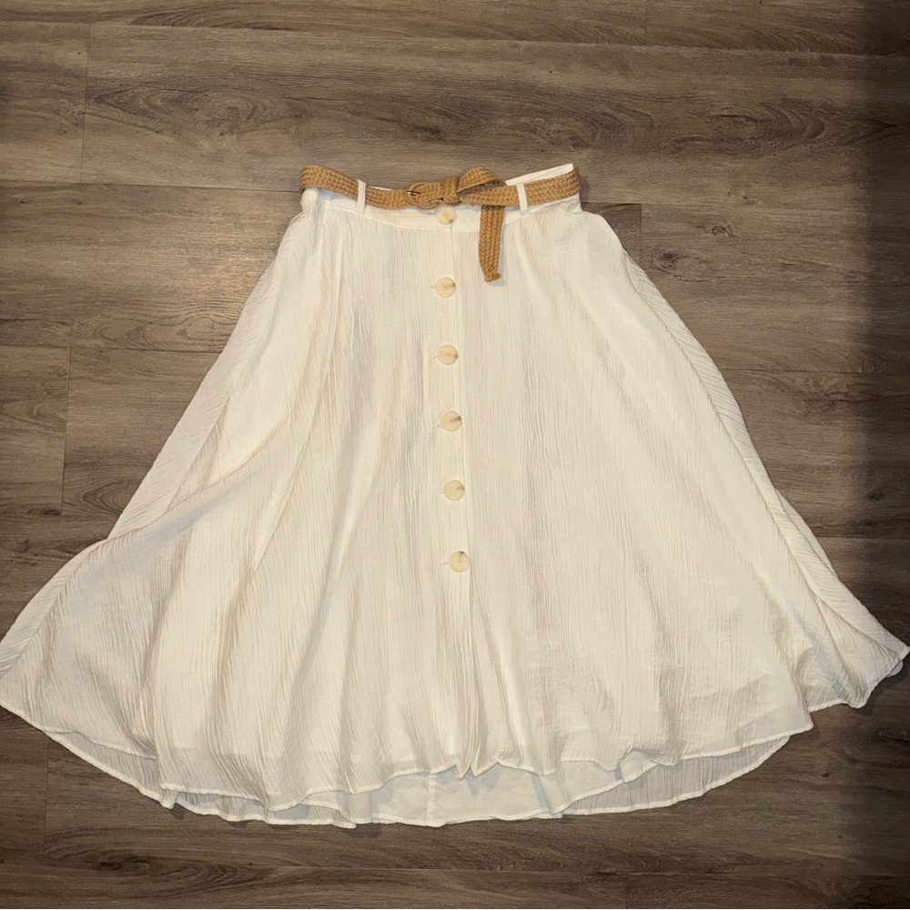 Zara Cream A-Line Midi Skirt
